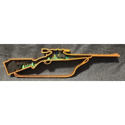 Multi-Layered Rifle Shaped Hunting Scene